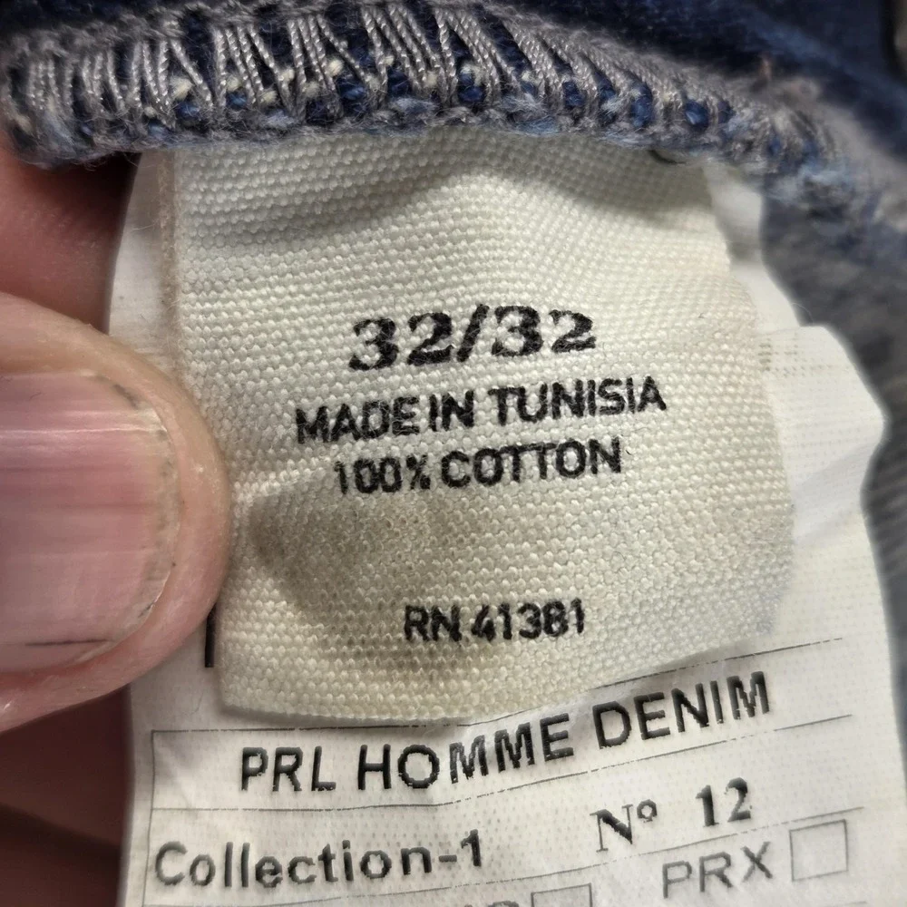 Polo Ralph Lauren Jeans Mens 32x32 Blue Selvedge Slim Straight Zip Fly